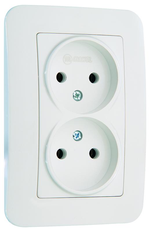 Розетка 2-м СП Lillium N 10А без заземл. бел. Makel 55017