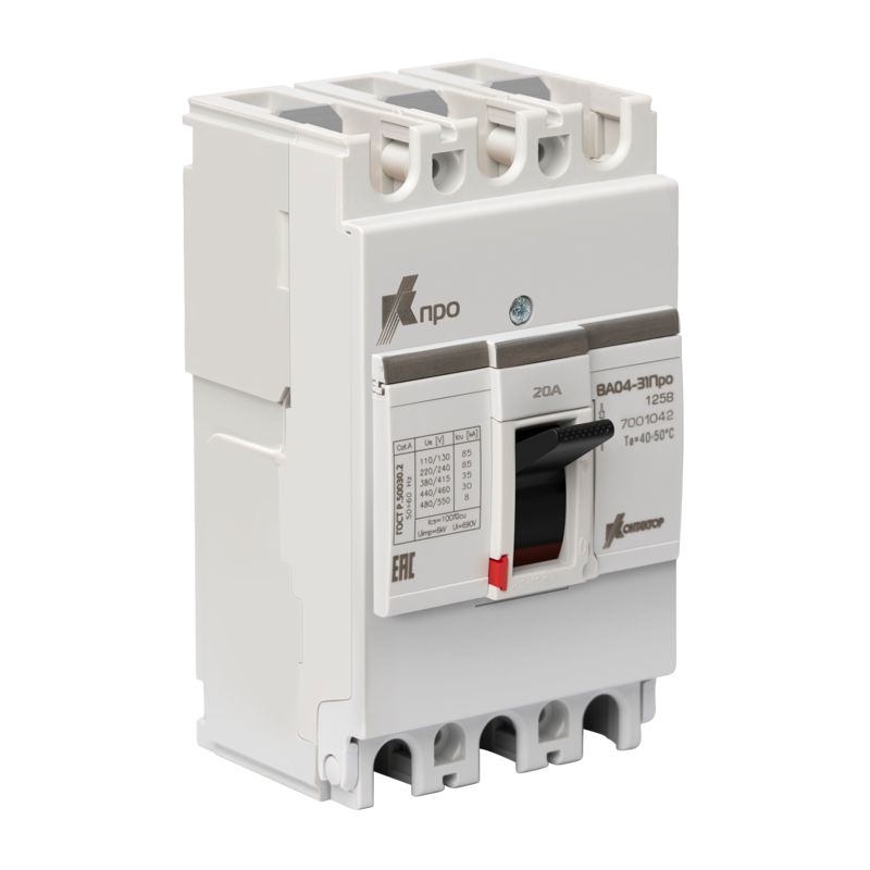 Выключатель автоматический 3п 20А 36кА ВА04-31 Про 125В (100В) Контактор 7001042