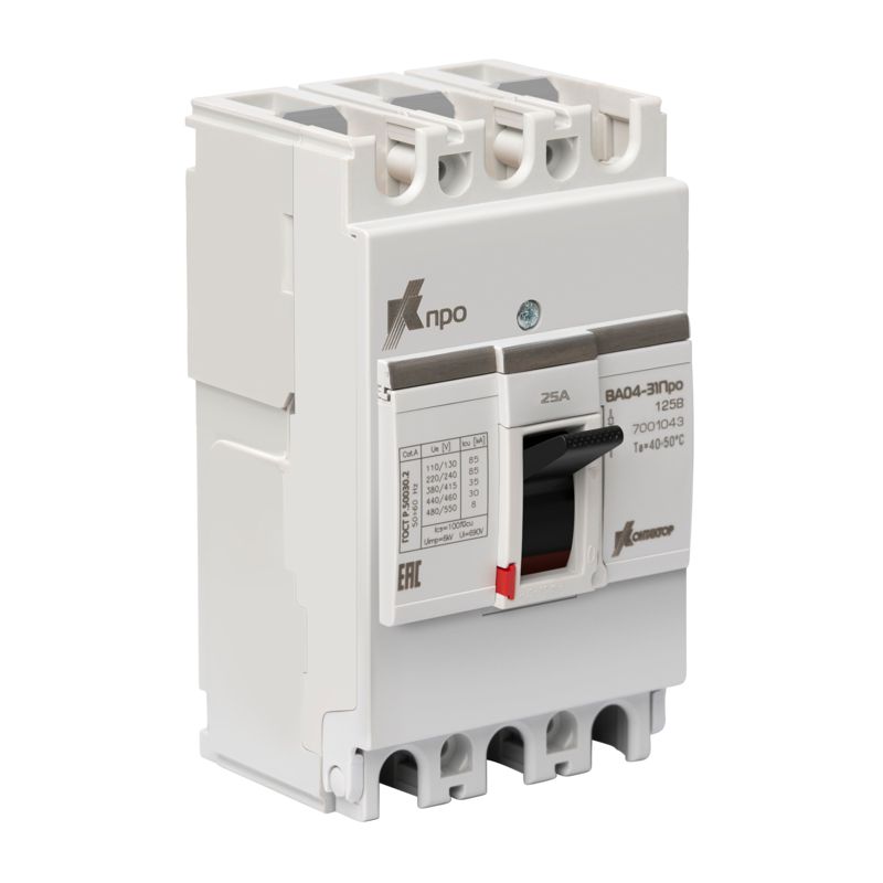 Выключатель автоматический 3п 25А 36кА ВА04-31 Про 125В Контактор 7001043