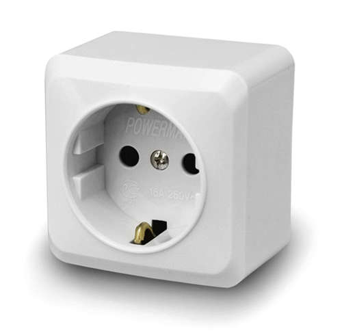 Розетка 1-м ОП Fazenda 16А IP20 250В с заземл. бел. POWERMAN 1162261