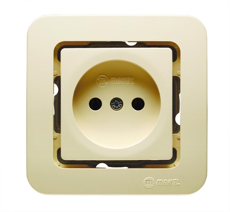 Розетка 1-м СП Lillium 10А без заземл. без вставки бакелит крем. Makel 71222