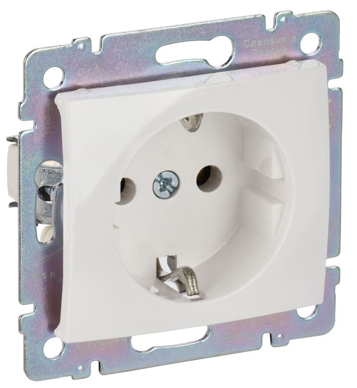 Розетка 1-м СП Valena 16А IP21 2P+E с заземл. немецк. стандарт механизм бел. (DIY-упак.) IEK 694280