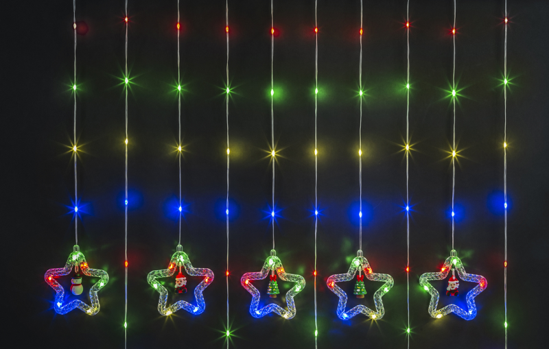 Гирлянда светодиодная "Бахрома" "Звезды и фигурки" 95 014 NGF-D035-03 3х0.6м RGBY IP20 NAVIGATOR 95014