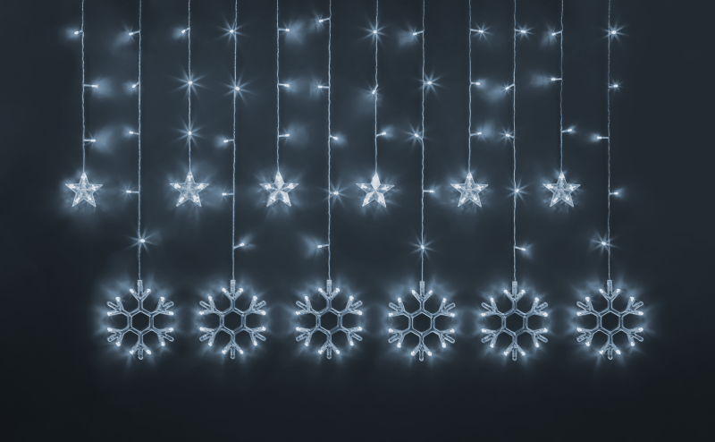 Гирлянда светодиодная "Бахрома" "Звезды и снежинки" 95 121 NGF-D032-02 2.5х1м CW IP20 Navigator 95121
