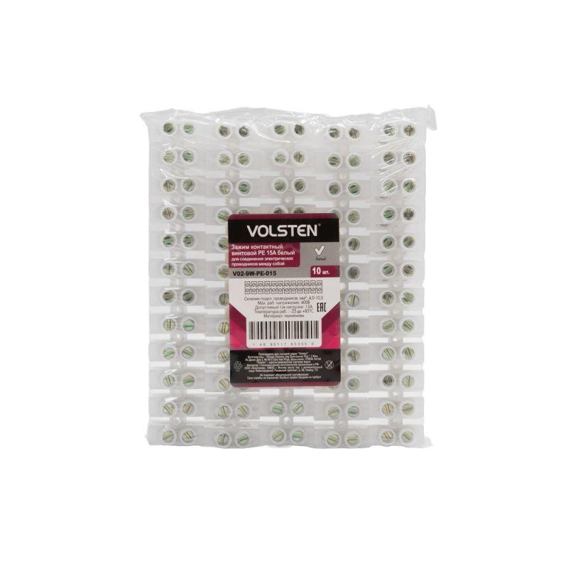 Зажим контактный винтовой V02-9W-РЕ-015 РЕ 15А 4.0-10кв.мм бел. Volsten 9735