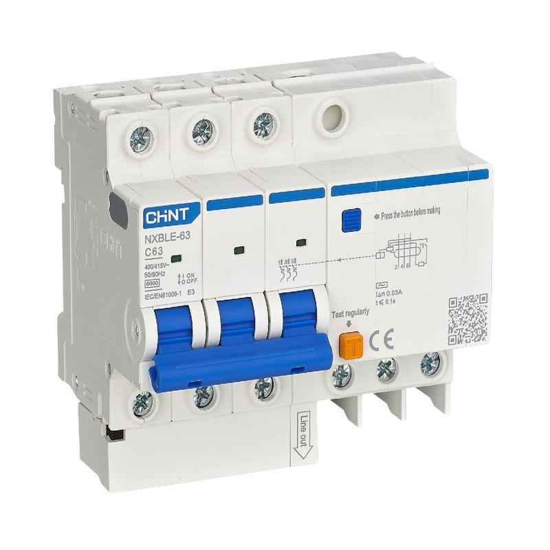 Выключатель автоматический дифференциального тока 4п (3P+N) C 40А 30мА тип AC 6кА NXBLE-63 (R) CHINT 982116
