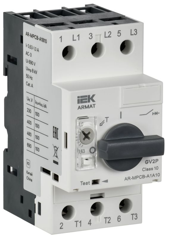 Выключатель автоматический защиты двигателя A1 GV2P 0.63-1А ARMAT IEK AR-MPCB-A1B10