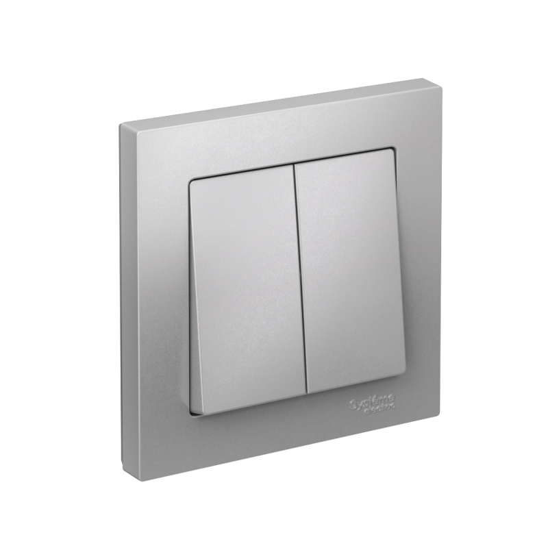 Выключатель 2-кл. AtlasDesign (сх. 5) 10AX быстрозажим. клем. в сборе алюм. SE ATN000352S