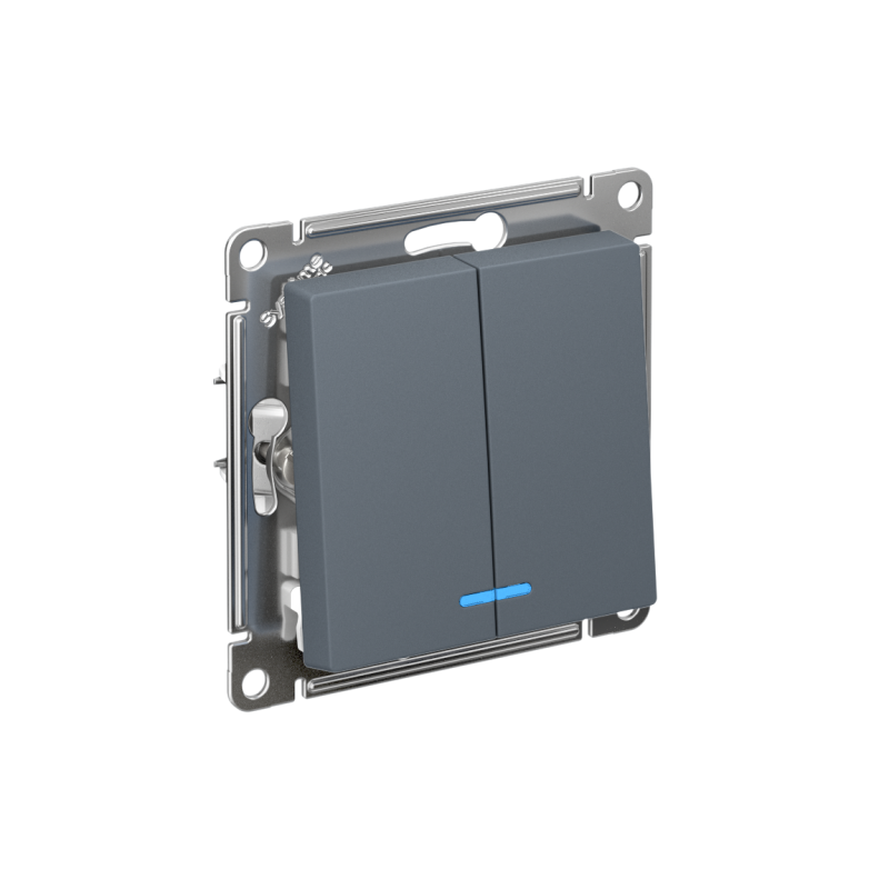 Выключатель 2-кл. AtlasDesign (сх. 5а) 10AX с подсветкой быстрозажим. клем. механизм грифель SE ATN000753S