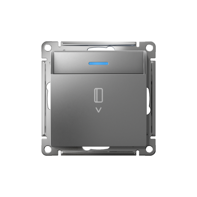 Выключатель карточный AtlasDesign 10А с подсветкой без задержки отключения механизм сталь SE ATN000914