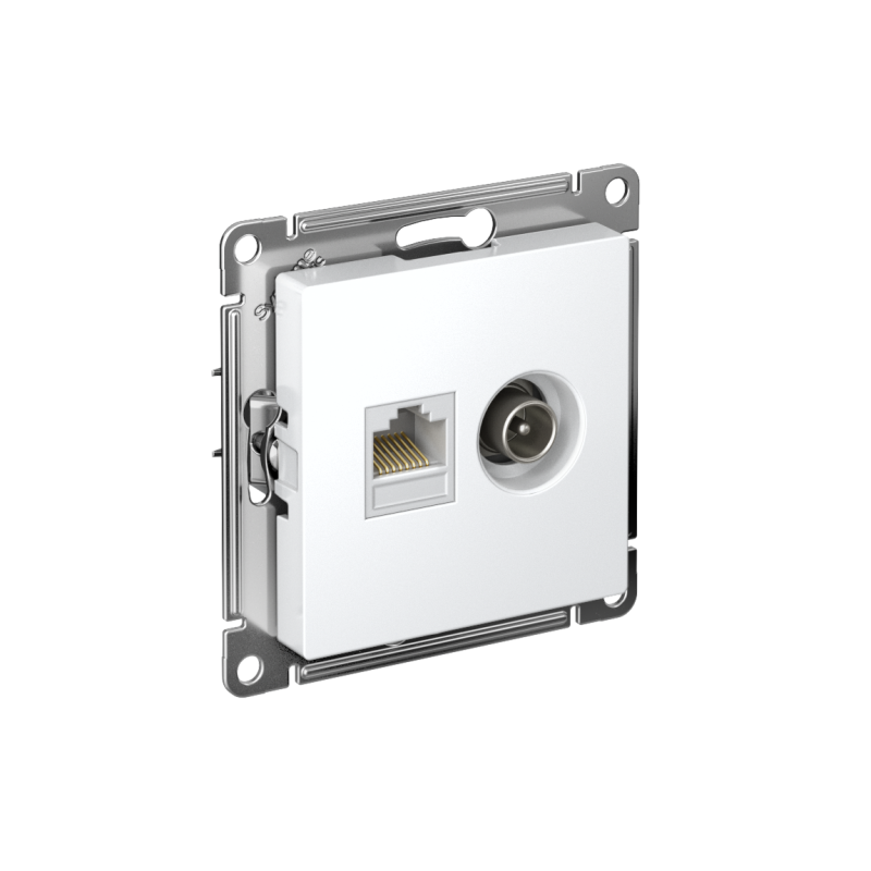 Розетка компьютерная + телевизионная 2-м СП AtlasDesign RJ45 кат.5E + TV механизм лотос SE ATN001389