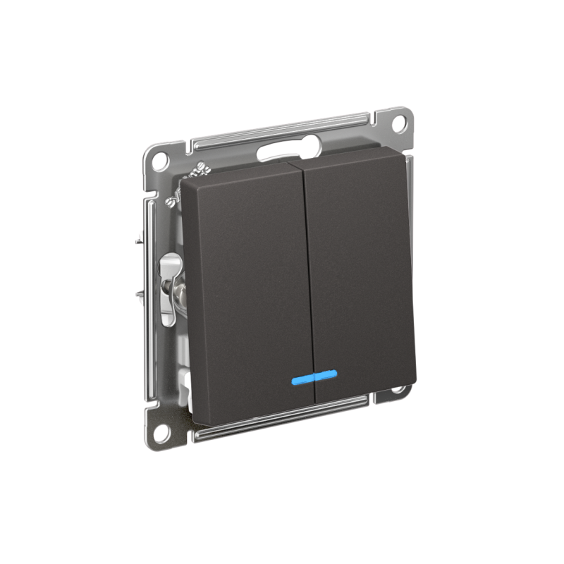 Выключатель 2-кл. AtlasDesign (сх. 5а) 10AX с подсветкой механизм базальт SE ATN001453