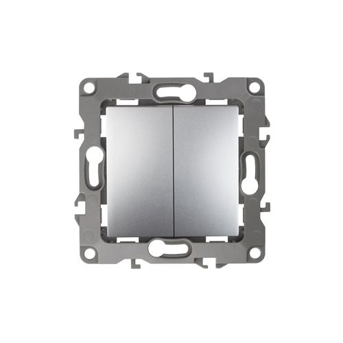 Выключатель 2-кл. СП Эра12 12-1004-03 10А IP20 250В 10AX без монтаж. лапок механизм алюм. Эра Б0014653