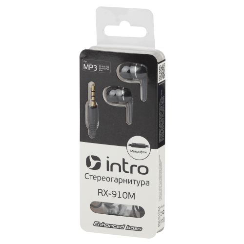 Вкладыши-гарнитура RX-910M черн. Intro Б0023840