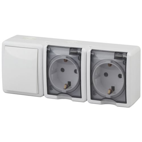 Блок ОП 2 розетки+выключатель 11-7403-01 16АХ(10AX)-250В IP54 Эксперт бел. ЭРА Б0027673