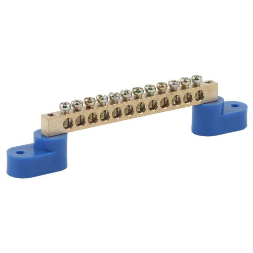 Шина N "ноль" на двух угловых изоляторах ШНИ-8х12-4-У2 NO-222-65 син. ЭРА Б0033444