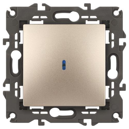 Выключатель 1-кл. СП Elegance 14-1102-04 10А IP20 250В 10AX с подсветкой механизм шампань Эра Б0034218