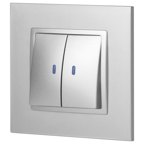 Выключатель 2-кл. СП Elegance 14-1105-03 10А IP20 250В 10AX с подсветкой механизм алюм. Эра Б0034239