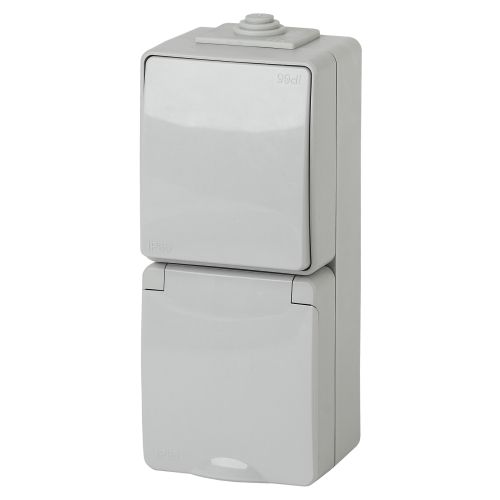 Блок розетка+выкл. ОП Эра Эксперт 11-7607-03 16А(10AX)-250В верт. IP65 сер. ЭРА Б0035998