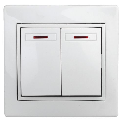 Выключатель 2-кл. СП Plano 10А IP20 1Э-105-01 250В с подсветкой бел. Intro Б0038826