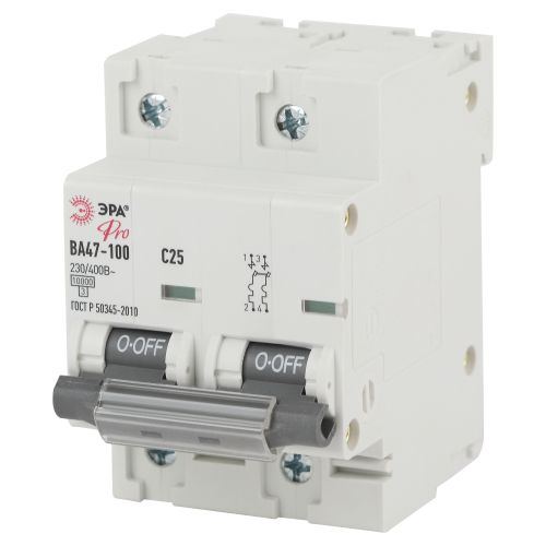 Выключатель автоматический модульный 2п C 25А 10кА ВА47-100 PRO NO-902-273 ЭРА Б0048863