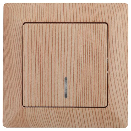 Выключатель 1-кл. СП Solo 4-102-11 10А IP20 250В с подсветкой сосна Intro Б0053572