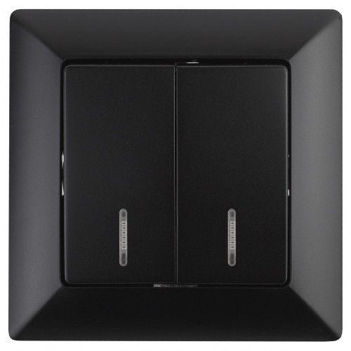 Выключатель 2-кл. СП Solo 4-105-05 10А 250В IP20 с подсветкой Solo антрацит Intro Б0053597