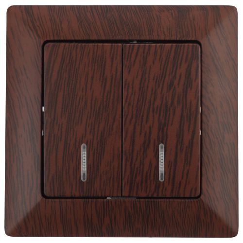 Выключатель 2-кл. СП Solo 4-105-10 10А 250В IP20 с подсветкой венге Intro Б0053599