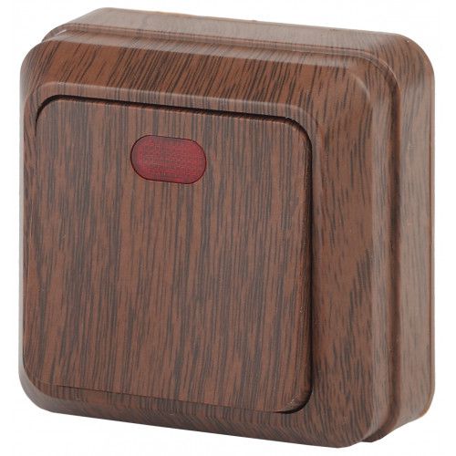 Выключатель 1-кл. ОП Quadro 10А IP20 2-102-10 250В с подсветкой венге Intro Б0053745