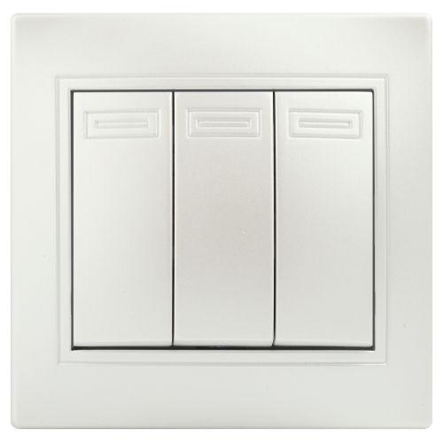 Выключатель 3-кл. СП Plano 10А IP20 1-106-06 250В перламутр Intro Б0053797