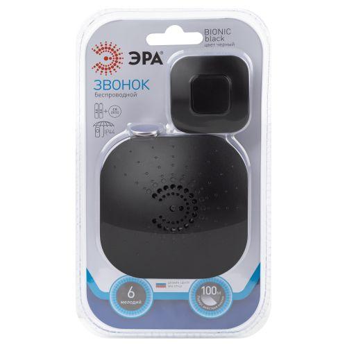 Звонок дверной BIONIC Black беспроводной 6 мелодий черн. Эра Б0054779