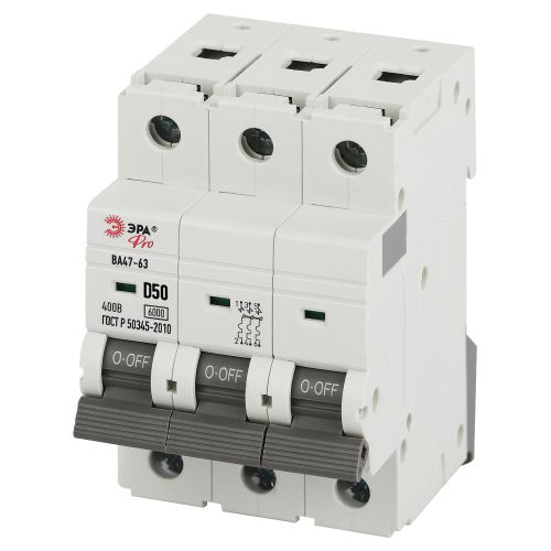 Выключатель автоматический 3п D 50А 6кА ВА47-63 PRO VA63-3P50D6 Эра Б0063232