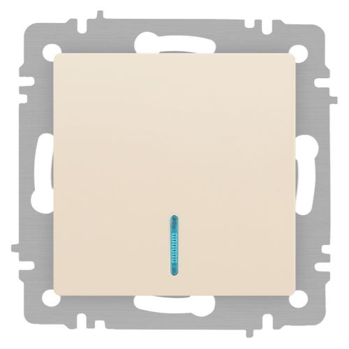 Выключатель 1-кл. СП Accent 6-102-02 10А IP20 250В с подсветкой AL/CU сл. кость Intro Б0063428