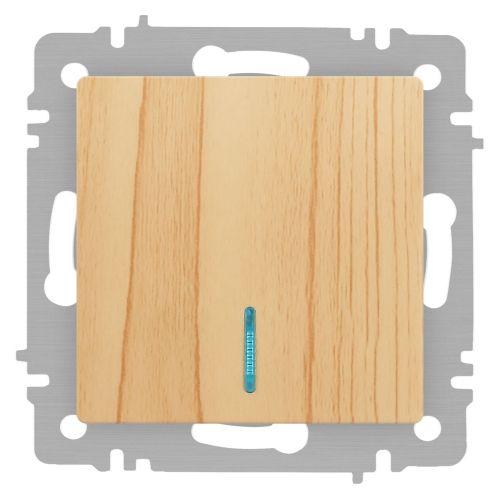 Выключатель 1-кл. СП Accent 6-102-11 10А IP20 250В с подсветкой AL/CU сосна Intro Б0063439