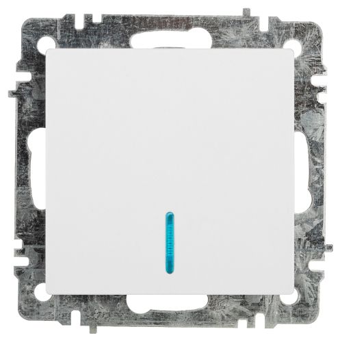 Выключатель 1-кл. СП Accent 6-102-01 10А IP20 250В с подсветкой AL/CU бел. Intro Б0063445