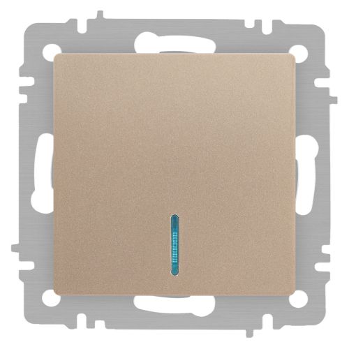 Выключатель 1-кл. СП Accent 6-102-04 10А IP20 250В с подсветкой AL/CU шампань Intro Б0063475