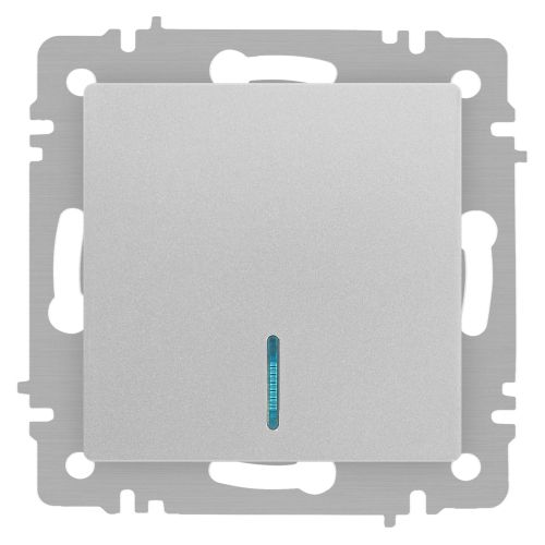 Выключатель 1-кл. СП Accent 6-102-03 10А IP20 250В с подсветкой AL/CU алюм. Intro Б0063478