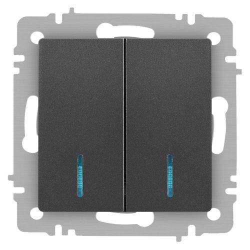 Выключатель 2-кл. СП Accent 6-105-07 10А IP20 250В с подсветкой AL/CU графит Intro Б0063521