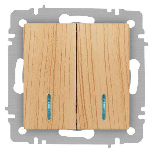 Выключатель 2-кл. СП Accent 6-105-11 10А IP20 250В с подсветкой AL/CU сосна Intro Б0063529