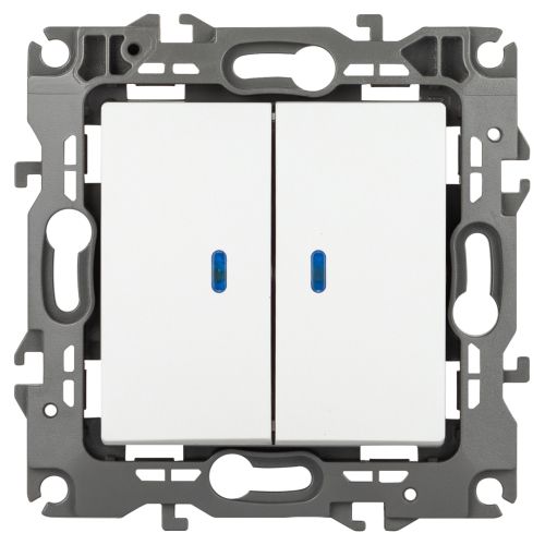 Выключатель 2-кл. Эра12 12-1105-01М 10А 250В 10AX с подсветкой механизм бел. матов. Эра Б0065702