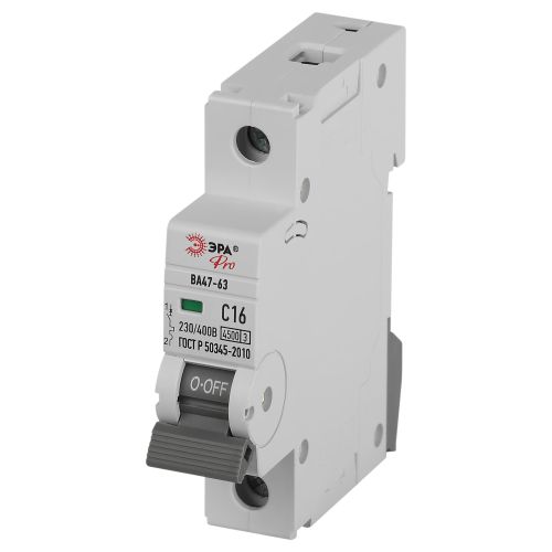 Выключатель автоматический 1п C16А 4.5кА PRO 12pcs-VA63-1P16C4.5 ВА47-63 (уп.12шт) Эра Б0069691