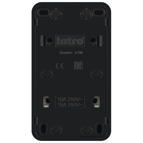 Блок розетка с выключателем 2-м ОП Quadro 2-706-05 10-16-А-250В IP20 вертикал. антрацит Intro Б0069707