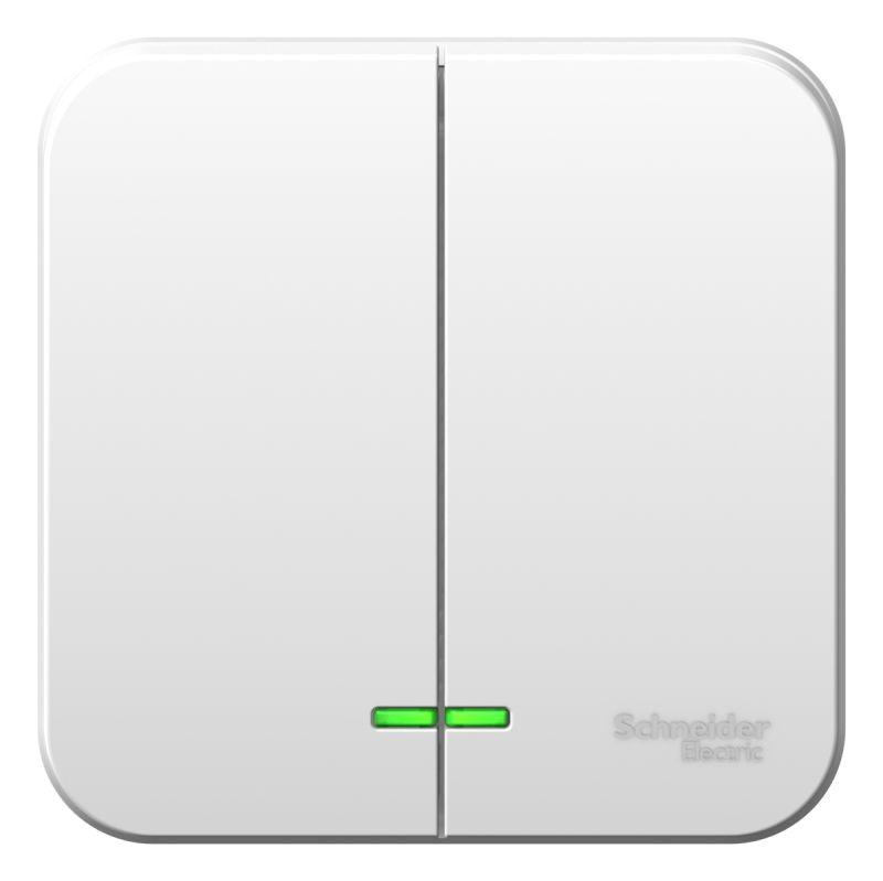 Выключатель 2-кл. ОП Blanca 10А IP20 (сх. 5) 250В с подсветкой бел. SE BLNVA105101