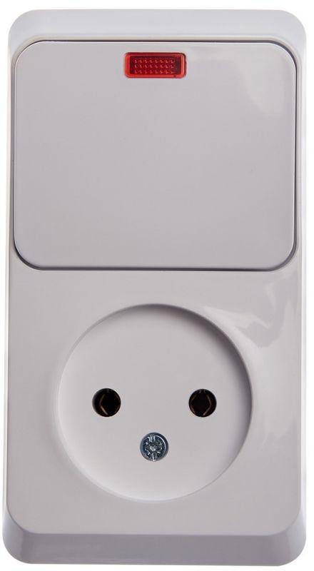 Блок ОП Этюд (1-м розетка без заземления + 1-кл. выкл. с подсвет.) бел. SchE BPA16-206B
