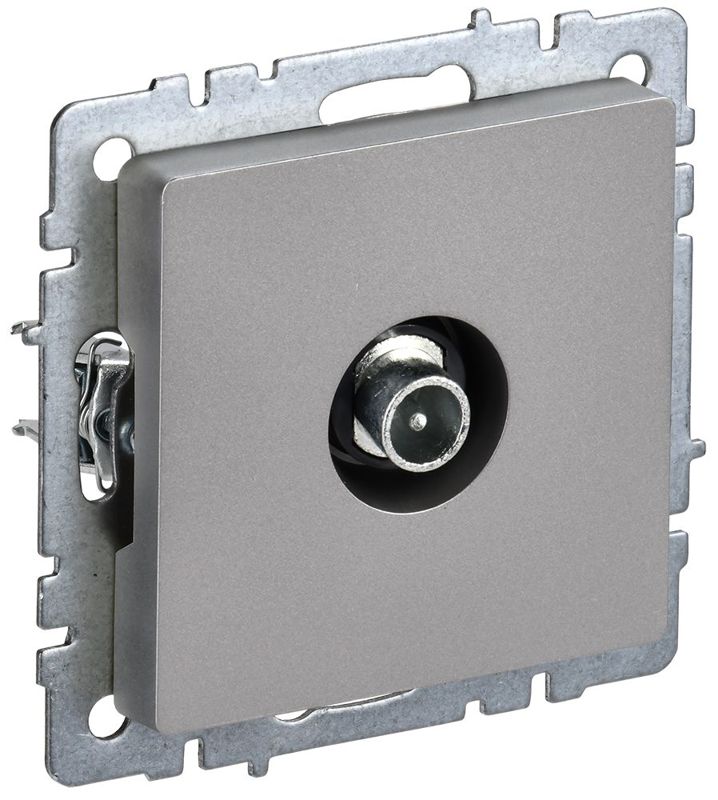 Розетка телевизионная проходная TV СП Brite РТВ10-0-БрС механизм сталь IEK BR-A10-P-K46