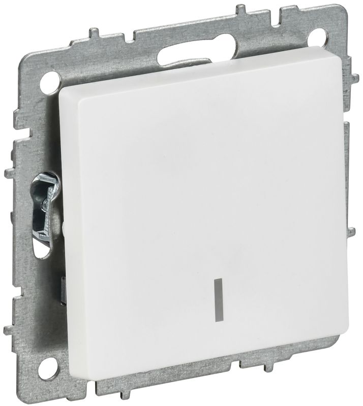 Выключатель проходной 1-кл. СП BRITE ВС10-1-7-БрАБ 10А с индикацией механизм арктич. бел. IEK BR-V12-1-10-K91