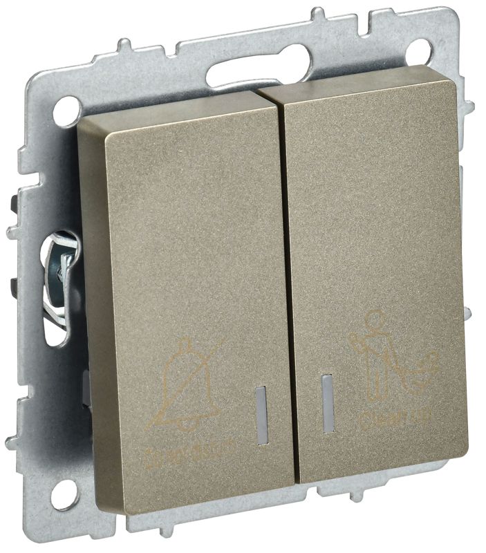 Выключатель 2-кл. BRITE 10А ВС10-2-9-БрШ для отелей с индик. механизм шампань IEK BR-V20-2-10-K37