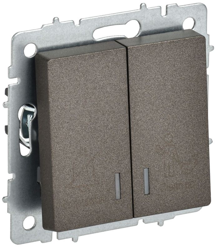 Выключатель 2-кл. BRITE 10А ВС10-2-9-БрТБ для отелей с индик. механизм бронза IEK BR-V20-2-10-K45