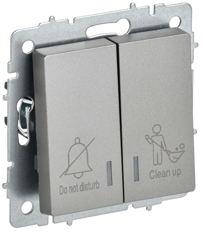 Выключатель 2-кл. BRITE 10А ВС10-2-9-БрС для отелей с индик. механизм сталь IEK BR-V20-2-10-K46