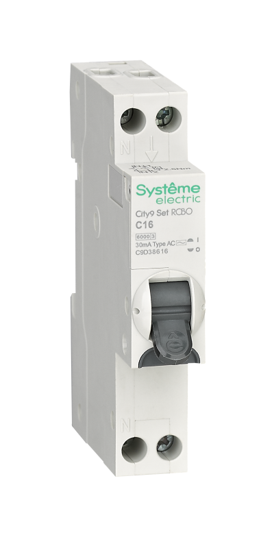 Выключатель автоматический дифференциального тока 2п (1P+N) C 16А 30мА тип AC 6кА City9 18мм SE C9D38616